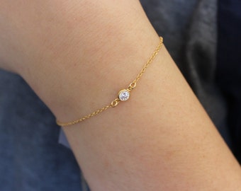 cz diamond bracelet, gold diamoond bracelet, delicate bracelet, tiny bracelet, delicate bracelet, dainty bracelet, charm bracelet simple