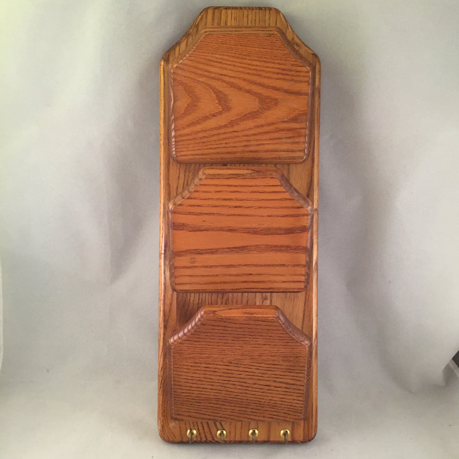 Vintage Wood Wall Mount Mail Organizer Sorter