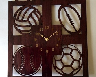 Personalized sports wall clock. Kids wall clock, clock, large wall clock, Personalized gift, wood wall clock, sports clock, kids clock