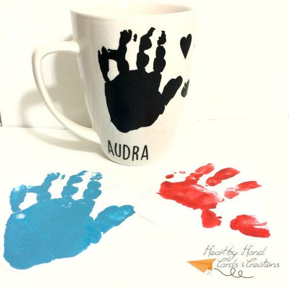 Personalized Hand Print Mug Custom Hand by HeartbyHandCards