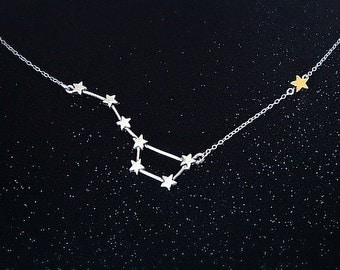 Big Dipper and North Star Constellation Necklace (Sterling Silver)