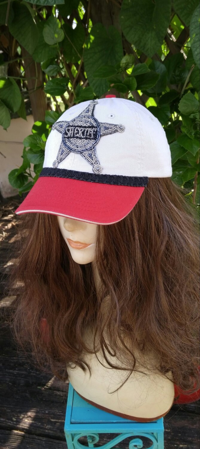 Red Sheriff Hat Women's Baseball HAt Cowgirl BaSeball