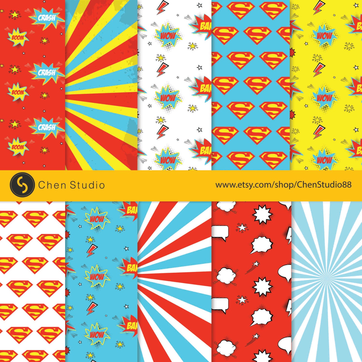 Superhero digital paper Pack for scrapbooking print 10