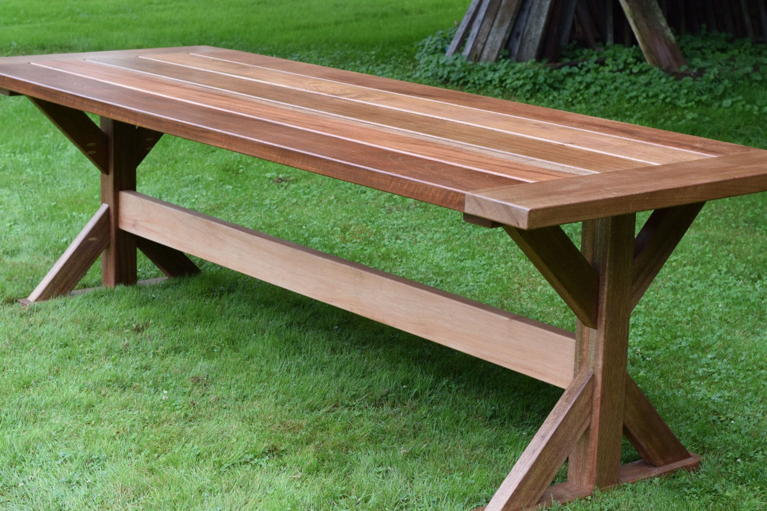 The Lucy Mahogany Outdoor Dining Table Trestle Table