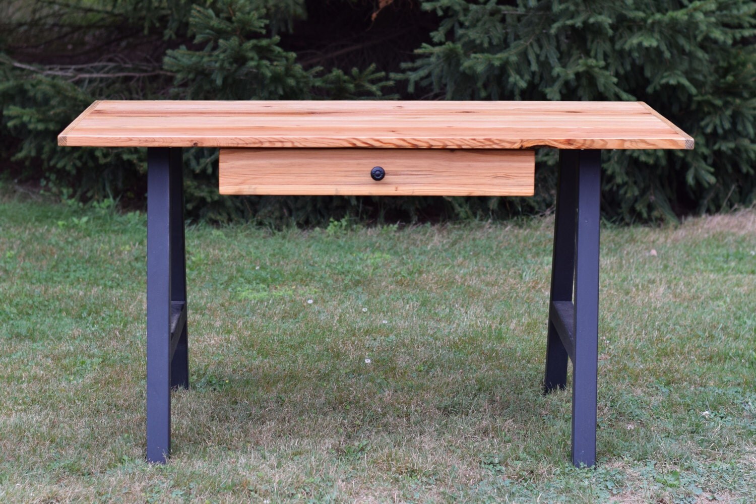 Reclaimed Wood Writing Desk with Steel Legs