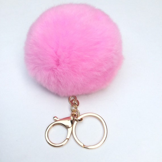 new pom keychain look pom keychain bag puff ball YogaStudio55 New Fur pom pom Pink by fur