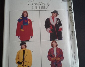 McCall's Creative Clothing 7891, DIY jacket and scarf pattern, uncut jacket & scarf pattern, Size 12-14 jacket pattern, vintage pattern
