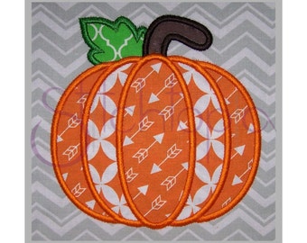 Pumpkin Applique Design #1 - 7 Sizes 10 Formats PES DST SHV - Fall Pumpkin Machine Embroidery Applique Design - Instant Download Files