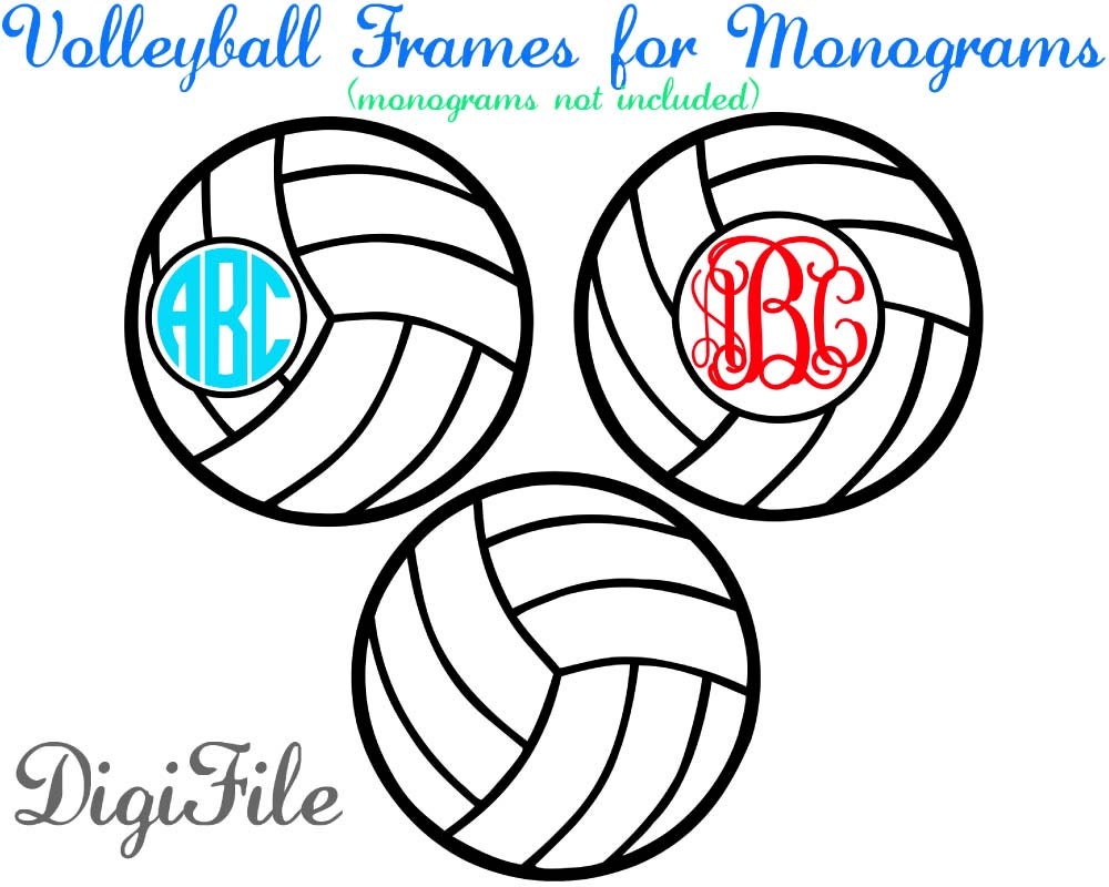 Volleyball Frames for Monograms SVG DXF EPS for Cricut