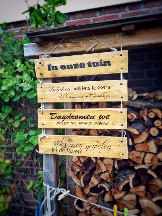 Gepersonaliseerd houten tekstbord paneel tuin decoratie