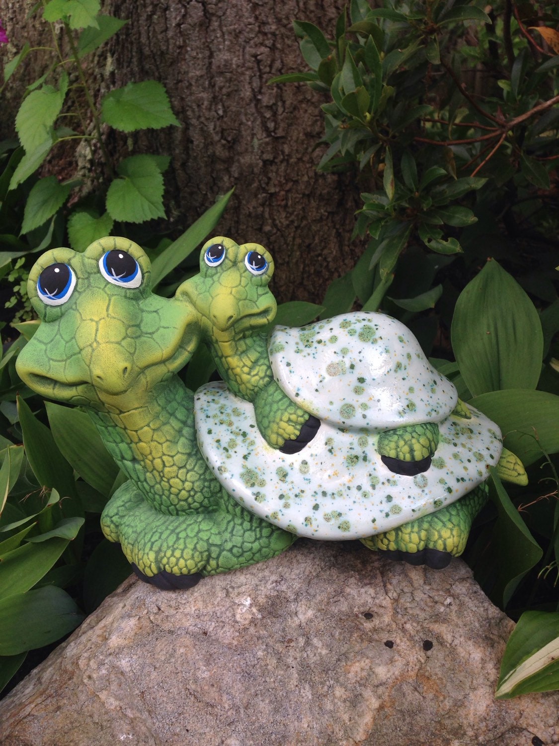 Turtle Garden Decor Slowpoke and Pokey Ceramic Turtles