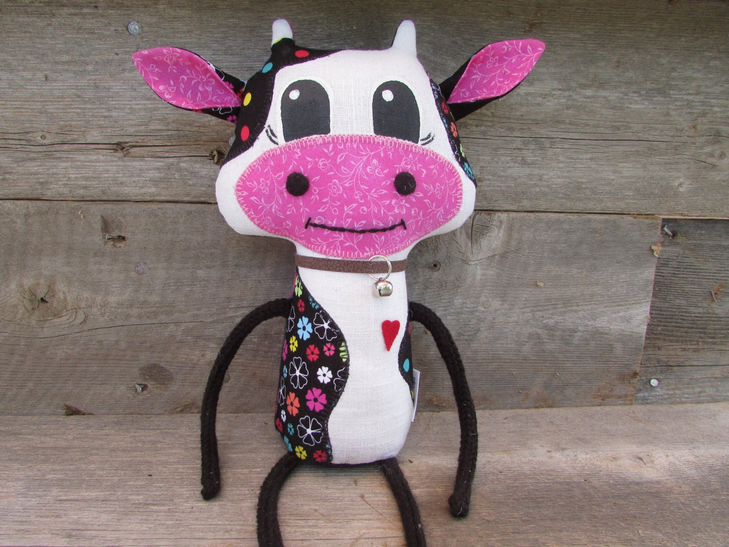 Cow stuffed animal Colorful stuffed animal Soft by pineyneedles