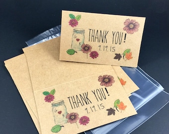 12 Autumn Thank You Candy Bags, Fall Wedding, Autumn Wedding, Thank You, Party Bags, Goodie Bags, Treat Bags, Thank You Toppers, Fall Topper