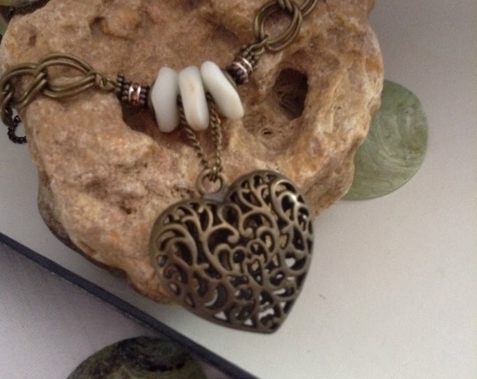 Antique Heart & Glass Necklace