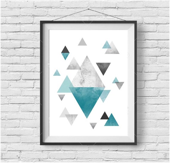 Teal Print Teal Wall Art Teal Poster Geometric Print