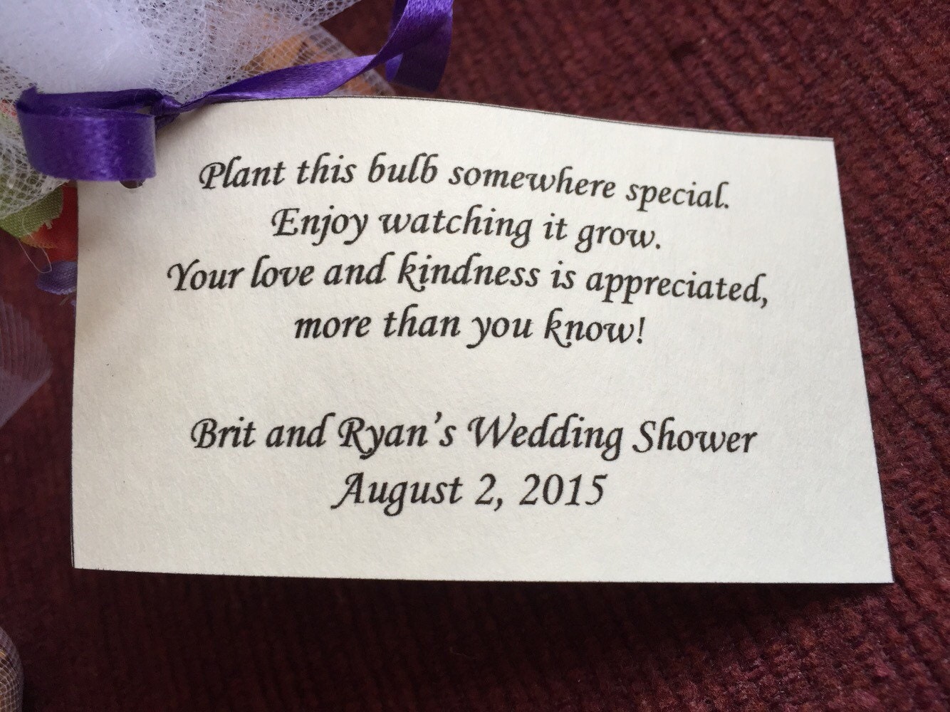 Flower Bulb Tulle Wedding Favors Set Of 100 Wedding Shower