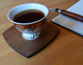 Walnut Wood Coasters - Set Of 4 - Certified Sustainable Wood - Engraved Wood Coasters