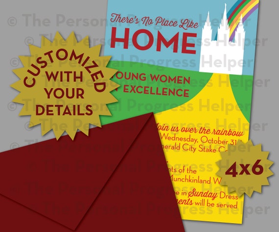 Young Women in Excellence "There's No Place Like Home" Themed Personalized Invitations