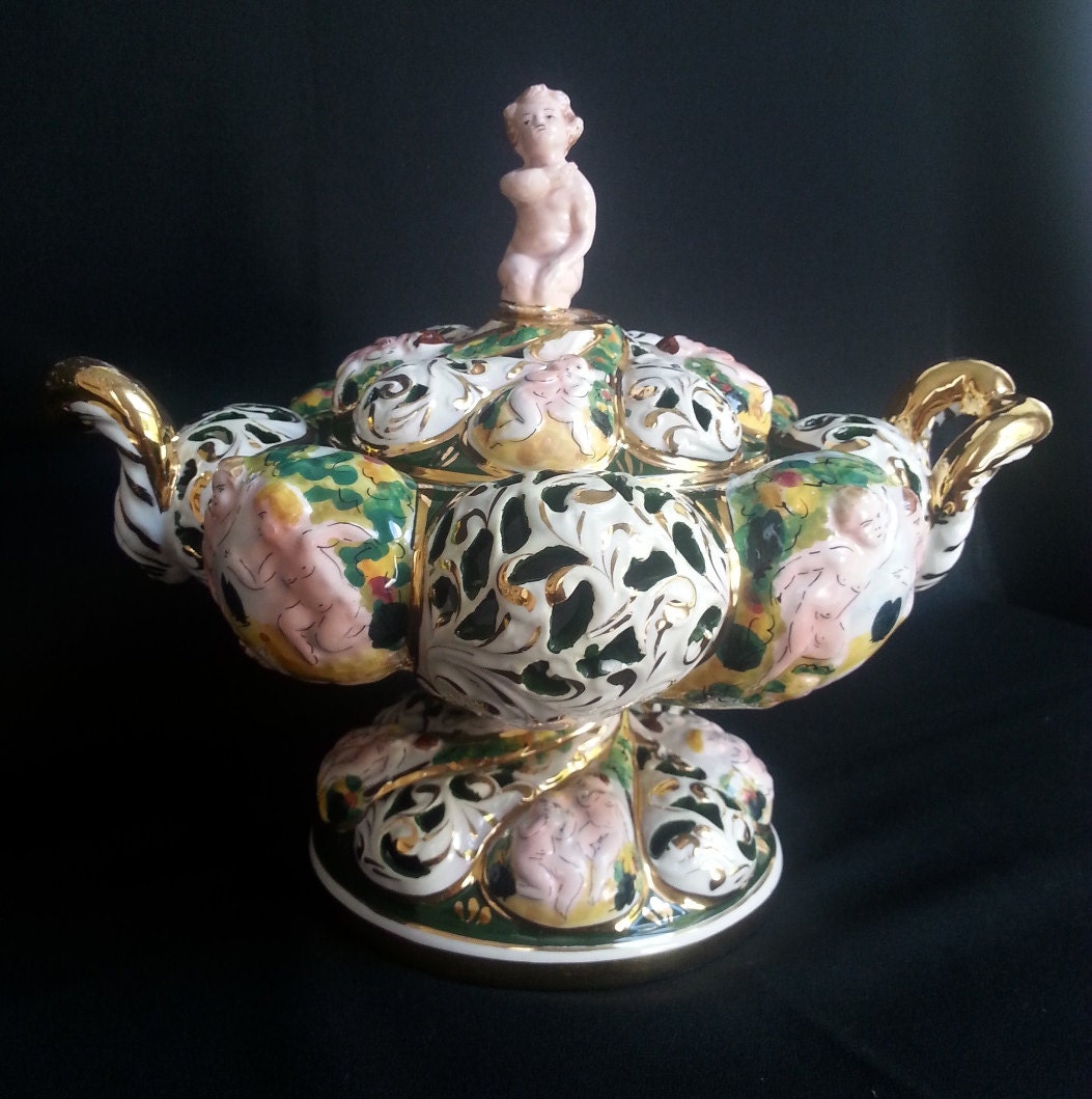 (2) Italian Capodimonte style figural porcelain ewers