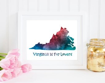 Virginia is for Lovers Watercolor Print // Virginia 5x7 Watercolor Print // Watercolor Effect // Virginia is for Lovers