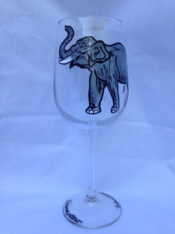 Elephant Wine Glass by sirenavetro on Etsy