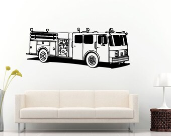 Firetruck wall decal | Etsy