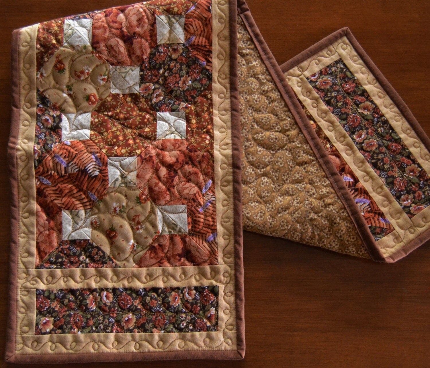 Quilted Table Runner Fall Table Runner Dresser Scarf Bench