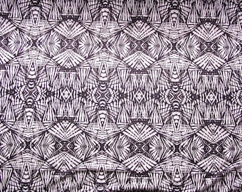 Black white jersey fabric geometric pattern by the metre lightweight