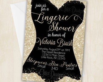 Lingerie Shower Invitation - White Gold - Champagne Color - Bachelorette Party - Invitation - Corset Design - Digital/Printable Design