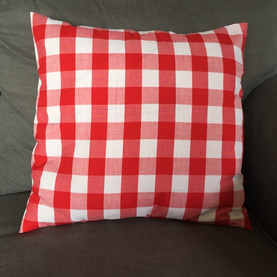 RedWhite Gingham pillow cover by MommadeThings on Etsy