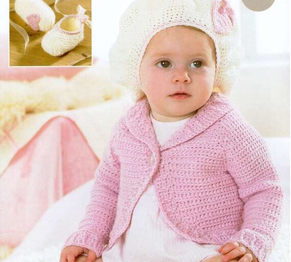 jacket crochet pattern evening Vintage Angel Crochet Cardigan and Sweater matinee Baby Pattern Hat