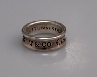 Tiffany and Co Sterling Silver Ring T & Co 1837 size 6.5