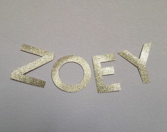 Glitter Name Banner Garland Decor - Birthday - Wedding - Shower - Nursery - Home - Party - CUSTOMIZABLE