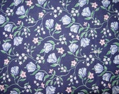 Items similar to Cotton Fabric, Navy Blue Floral Print, 1-1/2 Yards ...