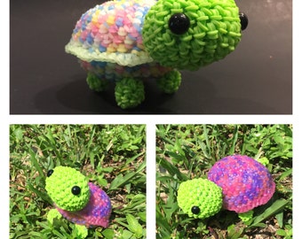 Cute Little Color Changing Turtle Rubber Band Figure, Rainbow Loom Loomigurumi, Rainbow Loom Animal