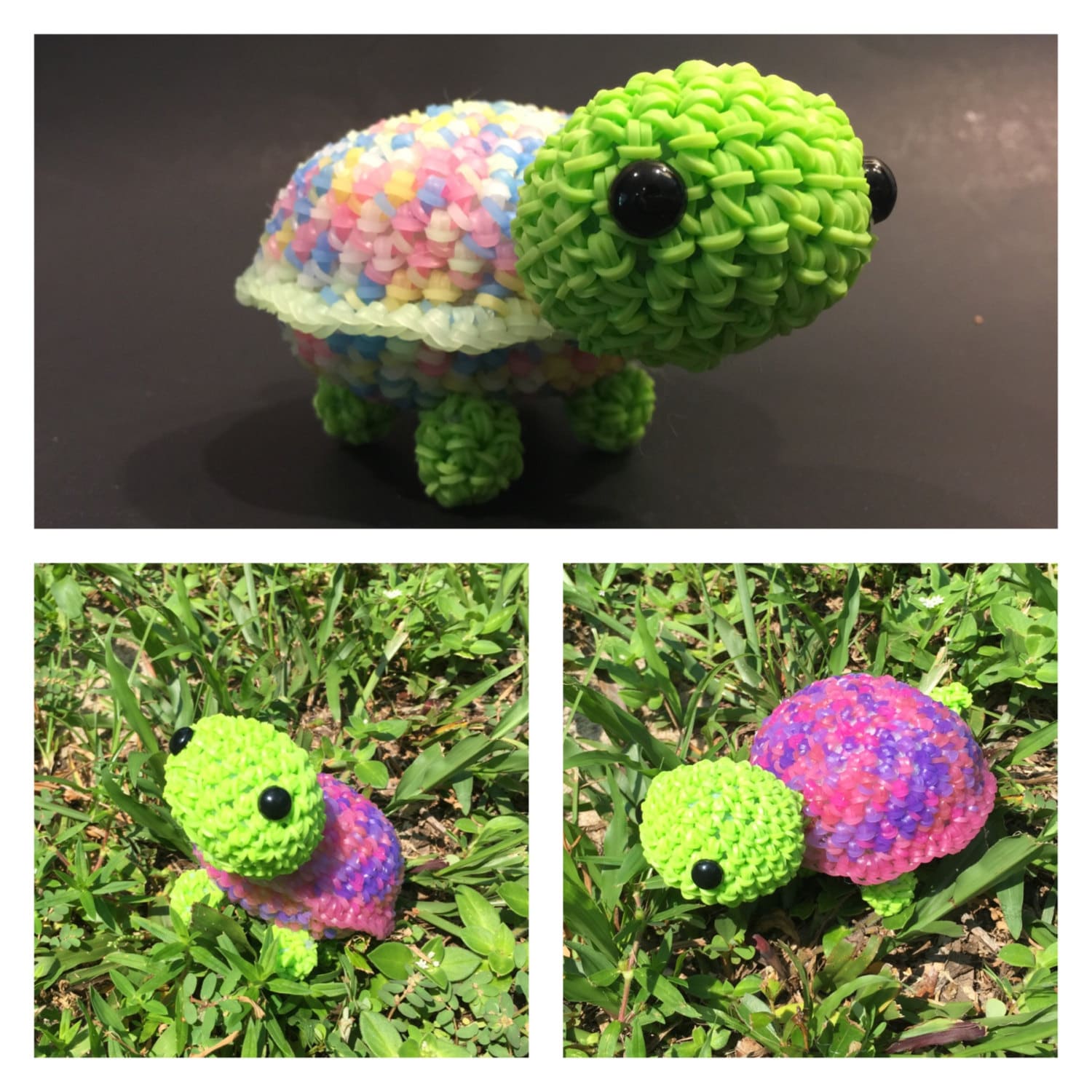 Cute Little Color Changing Turtle Rubber Band Figure Rainbow