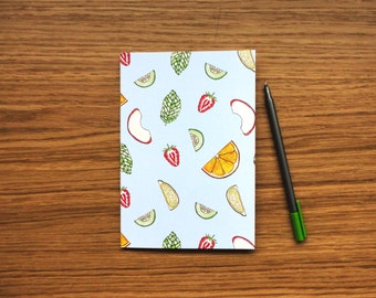 SALE * Plain Page A5 Notebook - Pimms O'Clock Notebook, Illustrated Stationary, Notepad, Cocktail Fruit Notebook