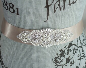 Wedding Sash Belt, Pearl Crystal Sash, Rhinestone belt/sash, Bridal Belt, Satin Ribbon Wedding Sash, Bridesmaid Sash/Belt