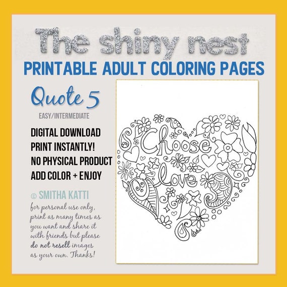 Adult Colouring Page Choose Love Coloring pages to print