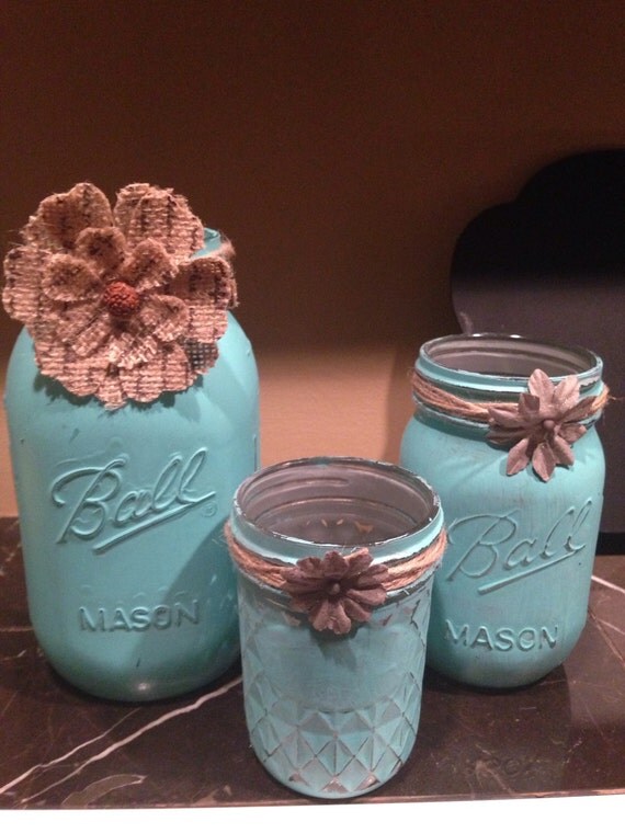 Chalk paint shabby chic mason ball jars kitchen by MESHxoxo