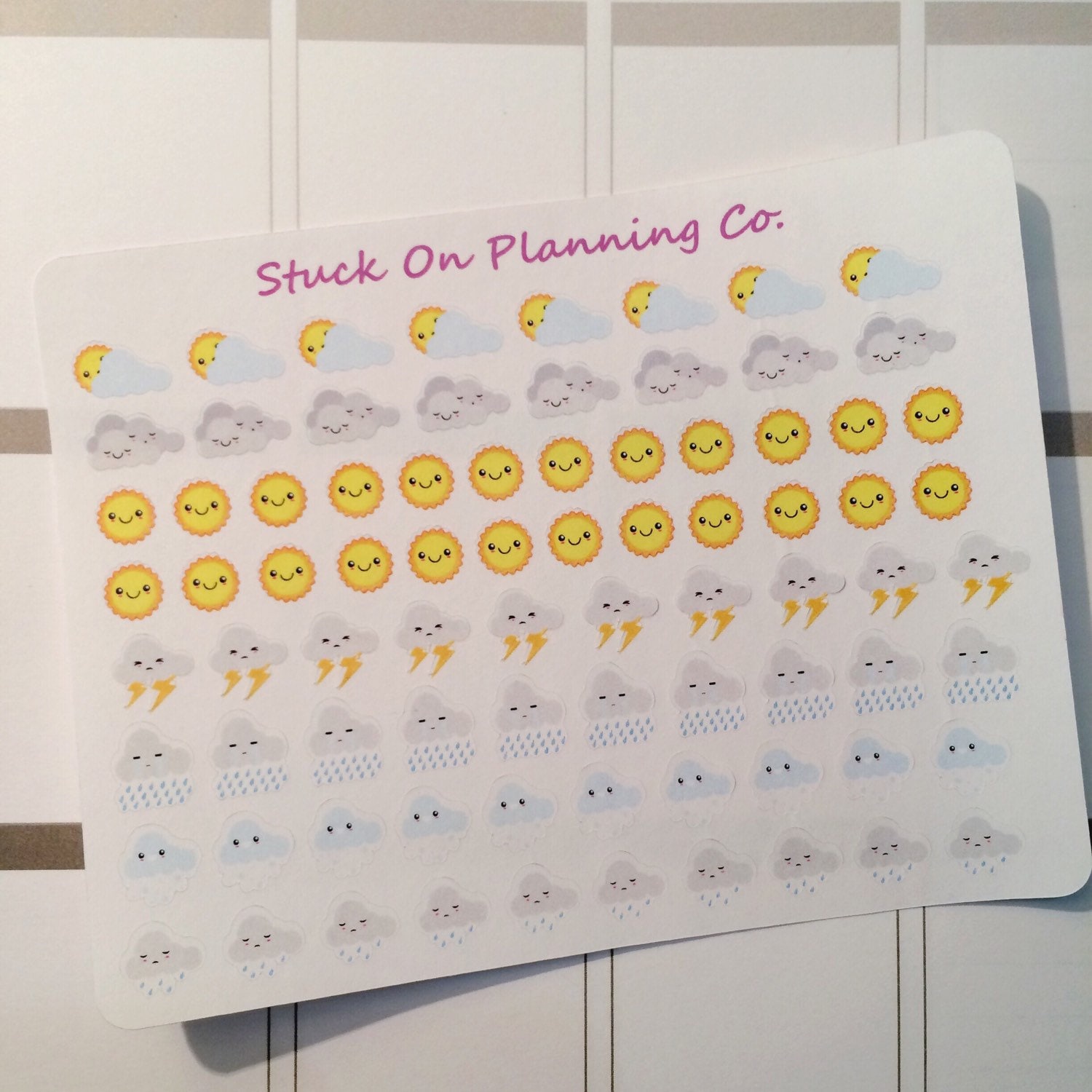 Download Kawaii Weather Stickers by Stuckonplanningco on Etsy