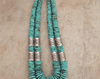 Two Strand Green Authentic Turquoise Necklace ~ Native American