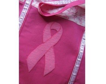 Pretty Pink Ribbon Canvas Tote Bag