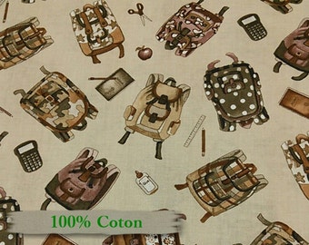 4308, Elizabeth's Studio, Sac à dos, I LOVE SCHOOL, Fat Quarter, yard, fabric, 100% cotton,