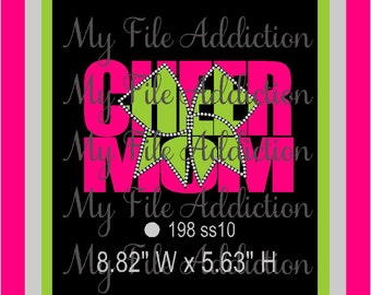 Instant Download Rhinestone SVG EPS Design File Cheer Mom Bow Knockout Vinyl & Rhinestones