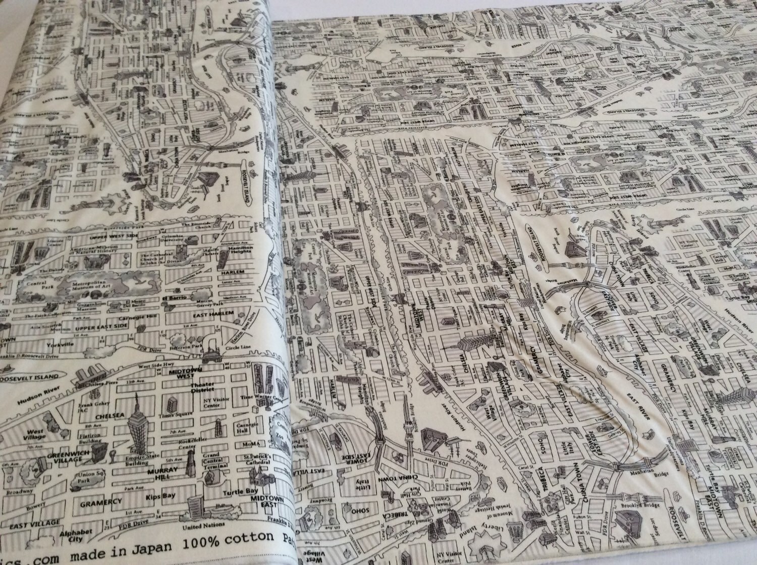 Moda Fabric New York City Map by 3 Sisters One