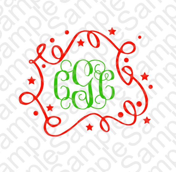 Download Holiday Ribbon Monogram Frame SVG DXF and PNG by ...