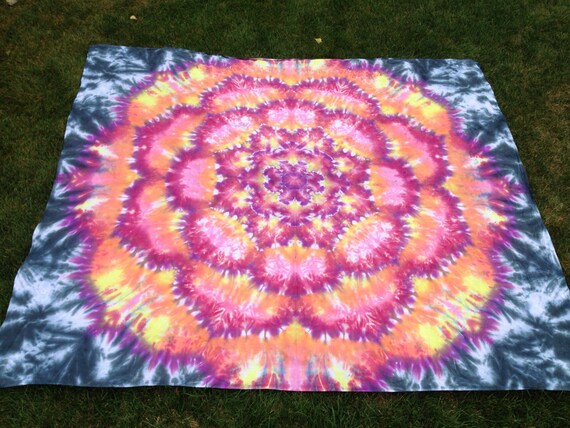 Lotus Flower Tie Dye Tapestry by WhiteRabbitTieDye on Etsy