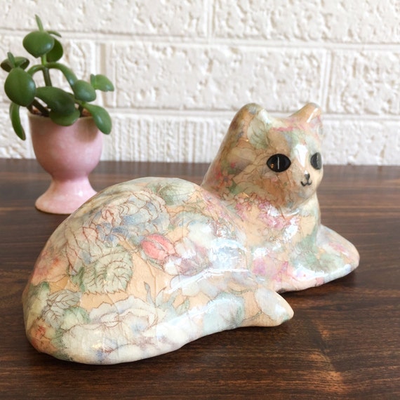 decoupage cat figurine