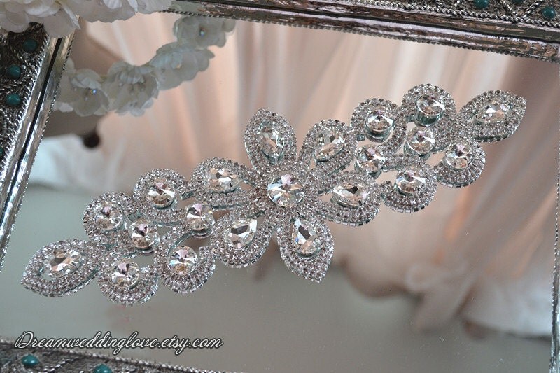 Rhinestone Applique Flower Crystal Applique Bridal Sash